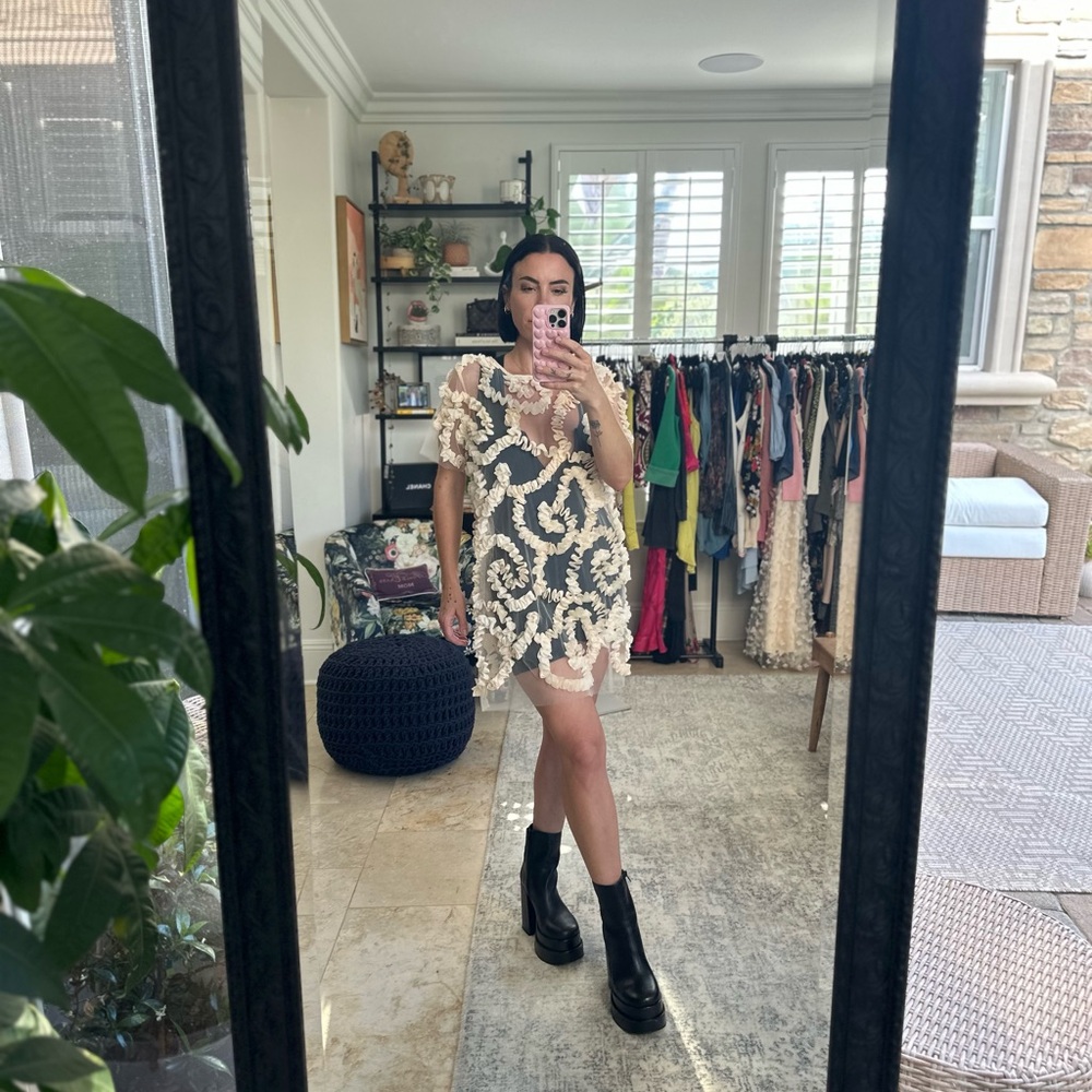 Forever 21 Sheer Tan Mini Dress Size Small